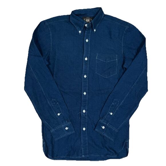 Ralph Lauren RRL Oxford Shirt Indigo Blue Button Down XS Double RL Workwear - Picture 2 of 8